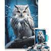 JIANGENNF Puzzle per ragazzi da 1000 pezzi con gufo bianco e neve giocattolo educativo per divertimento in famiglia compleanno e Natale 38x26cm