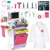 deAO Valigetta Dottore Bambini, Carrello Medico Giocattolo, Kit Dottoressa Bambina con Camice da Medico, Stetoscopio, Simulazione Dottore Accessori, Gioco di Ruolo Regalo per Ragazze Ragazzi (Rosa)