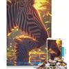 JIANGENNF Puzzle da 1000 pezzi per adulti con zebra e vitello in un paesaggio acquatico giocattolo fai-da-te interazione genitore-figlio rafforza l'amore tra le coppie 38x52cm