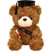 Joyesplay Orsetto di Laurea con Cappello di Laurea, 23 cm Orso di Laurea come Regalo di Laurea, Regalo di Laurea e Regalo di Diploma per Esami Superati o Cerimonia di Laurea (Marrone - Nero)