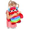 Worry Yummy Monster - Peluche per bambini, grande, 38 cm, morbido peluche per bambini, per bambini e bambine, per ridurre ansia, stress e paura, compagno di sonno - rosso 'Munch'