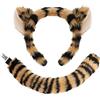 XEPST Orecchie di Tigre e la coda Set, Animale Tigre Costume Set con Tigre Fascia Faux Fur Tiger Tail per Animale Costume Cosplay Festa di Compleanno Halloween Costume Fancy Dress Party