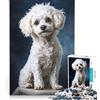 JIANGENNF Puzzle per ragazzi da 1000 pezzi con ritratto di barboncino bianco gioco impossibile sfida difficile compleanno e altre occasioni 38x52cm