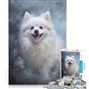 JIANGENNF Puzzle da 1000 pezzi con cane Pomerania bianco gioco rilassante antistress regalo per amici e familiari 38x52cm