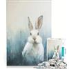 JIANGENNF Puzzle da 1000 pezzi per ragazzi con coniglio bianco in un campo blu gioco pratico assemblaggio di motivi compleanno e Natale 38x26cm