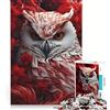 JIANGENNF Puzzle da 1000 pezzi per ragazzi gufo bianco tra i fiori gioco pratico passatempo ideale per le vacanze compleanno e Natale 38x26cm