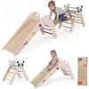 RELAX4LIFE 4 in 1 Triangolo da Arrampicata, Arco da Arrampicata in Legno con Scala e Scivolo, Rampa a Doppia Faccia, Triangolo Giochi Montessori per Bambini 3+Anni (Beige)