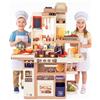 Kinderplay Cucina giocattolo grande per bambini - luci, suoni e vapore realistici - rubinetto con acqua, cappa e cuociuova - 88 accessori - plastica robusta - dai 3 anni - 69×27,5×93 cm