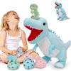 MorisMos Orsetto dinosauro XXL da 60 cm, blu, con 3 cuccioli dentro, grande dinosauro di peluche, morbido giocattolo di dinosauro in peluche per bambini, regalo di Natale per ragazzi e ragazze