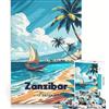 JIANGENNF Puzzle da 1000 pezzi per adulti Zanzibar Tanzania︰ Scena di spiaggia tropicale gioco educativo gara di velocità manuale regalo di compleanno regalo di viaggio 50x75cm
