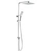 GRIFEMA COLUMNA-G7006 Sistema Doccia Quadrato con Deviatore, Soffion, Flessibile Doccia, 3 Doccetta a Spruzzo, Supporto, Barra Regolabile/Set Doccia senza Miscelatore (G1/2 Pollici), Cromo/Argento