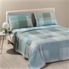 Caleffi Completo Lenzuola Matrimoniale Cotone con Angoli, 2 Federe Ottanio | set parure completa, lenzuolo sopra, sotto e federa, tinta unita, morbido, traspirante, ipoallergenico, per letto