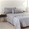 Caleffi Completo Lenzuola Matrimoniale Cotone con Angoli, 2 Federe Grigio | set parure completa, lenzuolo sopra, sotto e federa, tinta unita, morbido, traspirante, ipoallergenico, per letto
