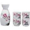 lachineuse - Servizio tradizionale per sake - Pagoda e fiori di ciliegio - con 4 ciotole e caraffa - Regalo per piatti asiatici - Servizio sake tradizionale porcellana Giappone - Idea regalo Asia