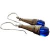 Generic ◦-●◉ஐ✿ PERLINE DI VETRO SFACCETTATE BLU ZAFFIRO E MANICA LUNGA VINTAGE ✿ஐ◉●-◦ Orecchini unici in blu e argento