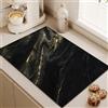 Highdi 2pc Tappetino Scolapiatti Assorbente, Marmo Bianco Tappetino Macchina Caffe Asciugatura Rapida, Antiscivolo Tappetino Scolapiatti Lavello Cucina per Bar, Club, Cucina (50x60cm,Nero)