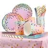 Mkitnvy 126 Pezzi Stoviglie per Feste Arcobaleno Set,Kit Compleanno Piatti