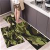 DUOTCYELE Set Di Tappetini Da Cucina Blocchi Mimetici Verdi, Antiscivolo E Lavabili, 2 Pezzi, Set Di Tappeti Da Cucina Abbigliamento Da Lavoro Per Esterni In Stile per Decorazione Della Casa, 40x60cm+40x120cm