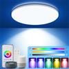 KingMile Lampada da soffitto a LED da 24 W, con telecomando, lampada LED RGB dimmerabile, sincronizzata con musica, controllo app e compatibilità con Alexa/Google Assistant Round