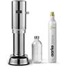 Aarke Carbonator Pro, spruzzatore d'acqua con bottiglia di vetro, finitura in acciaio inox + cilindro Aarke 60L CO2, 100% CO2 rinnovabile