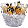 SEPERCASA Secchiello per Ghiaccio Ovale 34,5x24,5x26 cm in Plastica Acrilica - Contiene Fino a 6 Bottiglie - Cestello Champagne, Spumantiera, Glacette per Vino Casa, Bar, Ristorante, Discoteca (Trasparente)