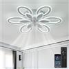 TuoyuanW Cameretta Ventilatore Da Soffitto Con Luce Telecomando Moderno Led Dimmerabile Plafoniera Con Ventilatore App 6 Velocità Reversibile Timer Lampadario Con Ventilatore Da Soffitto Per soggiorno，Bianco