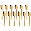 Buyer Star Cucchiai da caffè in oro 12 pezzi, set di posate in acciaio inossidabile per gelato allo zucchero Espresso e Demitasse, lucidato a specchio