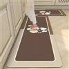 Highdi Tappeto Cucina in Diatomite, Passatoia Cucina Antiscivolo, Fiori Retrò Tappeti Runner Lavabile Assorbimento, Tappetino per Doccia per Ingresso Soggiorno Bagno Camera da Letto (Marrone,60x180cm)