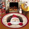 Highdi Tappeto Rotondo Natalizio Salotto Pelo Corto Motivo Babbo Natale Tappeti Camera da Letto Soggiorno Morbido Antiscivolo Lavabile Tappeto per Cucina Balcone Home Decor (Rosso,120cm)