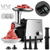 FOHERE Tritacarne Elettrico, 3200W Max Professionale in Acciaio Inox, 2 Lame, 3 Piastre di Macinazione, 3 Tubi per Salsicce e Kit Kubbe per Casa e Lavorazione Selvaggina