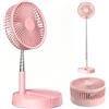 Hotainoys Ventilatore pieghevole, ventilatore da scrivania telescopico ricaricabile senza fili con 4 velocità e flusso d'aria a 360°, batteria da 7200 mAh, stile 2, piedistallo con telecomando