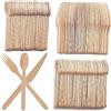 Ricofot Posate di Legno 300 Pezzi - Set Biodegradabile con Cucchiaio, Coltello e Forchetta - Posate usa e Getta per Compleanni, Picnic, Campeggio, Barbecue