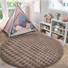 PureCozy Rotondo Tappeto 180cm Marrone Scuro Antiscivolo Camera da Letto Tapette Pelliccia Sintetica Tappeti Salotto Cameretta Bambino Scendiletto Ufficio Carpet Morbido Rug