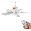Waufoae Ventilatore da soffitto portatile con illuminazione, ventilatore da campeggio con luce, ventilatore da campeggio ricaricabile con telecomando, ventilatore da tenda a 3 velocità con gancio per
