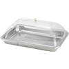 YWJLQH Vassoio Porta Torta Acciaio Inox con Campana Trasparente Rettangolare Piatti Da Portata Dolci Multiuso Adatto per Casa Ristorante Eventi, 40x30x5 Cm
