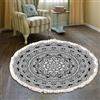 Tomifine Tappeto Bohémien, Motivo Mandala Rotondo Tessuto Tappeti con Nappe per Camera Letto, Corridoio, Soggiorno, Lavabile in Lavatrice (90cm,Nero)