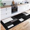 Siunwdiy Nero Tappeto Corridoio passatoia Antiscivolo Lavabile 3 Metri,Moderno Geometrici Motivi Tappeto Rettangolare Durevole, Tappeto Salotto per Soggiorno Cucina Scala D'ingresso，50X300CM