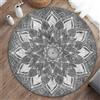 Highdi Tappeto Rotondo Salotto, Morbido Moderno Tappetini Antiscivolo per Bambini Cameretta Cucina Casa Zona Balcone Tappet Tavolino (mandala grigio,100cm)