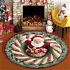 Highdi Tappeto Rotondo Natalizio Salotto Pelo Corto Motivo Babbo Natale Tappeti Camera da Letto Soggiorno Morbido Antiscivolo Lavabile Tappeto per Cucina Balcone Home Decor (Ghirlanda,120cm)