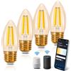 Aigostar Lampadine WiFi Alexa E27 C35 Smart Lampadina Edison 4.5W 470lm Lampadine Smart Retrò Dimmerabile 2700K-6500K bianco freddo caldo, Compatibile Con Alexa, Google Home, ámbar 4 pezzi