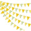 pinkblume Bandierina di limone con bandierine per feste, decorazione per feste, motivo floreale, colore giallo, bianco, a quadri, con motivo floreale, per compleanno, matrimonio, casa, cameretta dei bambini