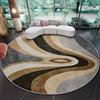 Generic Tappeto Rotondo 180 Cm Resistente E Lavabile Con Minimalismo Moderno Curve Onde - Morbido E Confortevole Colore Beige Per Soggiorno Studio O Cameretta Dei Bambini