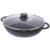 Dc Casa Wok Induzione 32 cm con Coperchio in Vetro - Linea It's Time, Padella Wok Antiaderente Alta Qualità, Adatta a Tutti i Piani Cottura, Manico Ergonomico