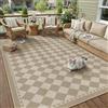 PureCozy Tappeto da Esterno Salotto 160x230cm Lavabile Antiscivolo Tapette Moderne Rombo Beige Marrone Tappeti Juta Simil Carpet Soggiorno Camera da Letto Giardino Balcone Rug