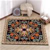 GUGJHFVH Tappeto Quadrata 80 x 80 cm Soggiorno Corridoio, Lavabile antiscivolo Cameretta Ufficio Palestra Tappeto Floreale In Stile Etnico Arancione/Nero