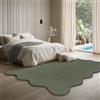 the carpet Lina Shape Scallop Tappeto, pelliccia sintetica, tappeto morbido, retro antiscivolo, lavabile, super soffice, Verde, 160 x 220 cm