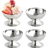 Mocifa 4 Pezzi Coppe Gelato Acciaio Inox Coppette Dessert con Piede Ø 10cm 180ml Tazza Dessert in Acciaio Inossidabile Bicchieri da Gelato per Budino Sorbetto Yogurt Frutta Insalata (10 x 6.2 cm)