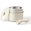 Redchef Set di pentole a induzione in acciaio inox con manici rimovibili, non rivestite, 16/18/20 cm e coperchio 3 in 1, pentole a induzione per tutti i piani cottura, adatti al forno (beige)