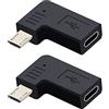GELRHONR Adattatore da Micro USB a USB C ad Angolo, Connettore da Micro USB a Tipo C da 90 Gradi per Smartphone Dash Cam Sistema di Navigazione per Auto-2PCS (Micro USB ad Angolo Retto)