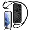 Kilbnom Leopardata Cover con Cordino per Samsung Galaxy S21, Custodia Silicone Antiurto con Tracolla, Aesthetic Nero Leo Estivo Motivo, Case con Catena Collana per Samsung S21/S30 5G 6,2